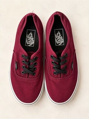Vans Authentic Canvas Sneakers — Burgundy with White Sole / Men’s 5.5 Women’s 7